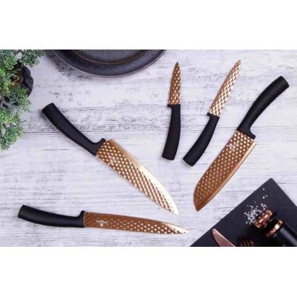 BerlingerHaus - Set di 5 coltelli in acciaio inox nero/rose gold