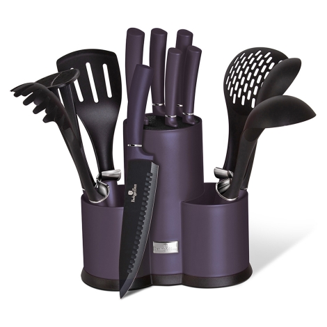 BerlingerHaus - Set coltelli e utensili da cucina in acciaio inox 12 pezzi  viola/nero