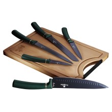BerlingerHaus - Set coltelli in acciaio inox 6 pezzi verdi con tagliere in bambù