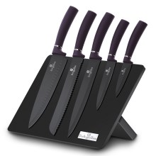 BerlingerHaus - Set coltelli in acciaio inox 6 pezzi viola/nero con supporto magnetico