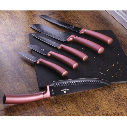 BerlingerHaus - Set coltelli in acciaio inox con supporto magnetico 6 pz acciaio inox/oro rosa