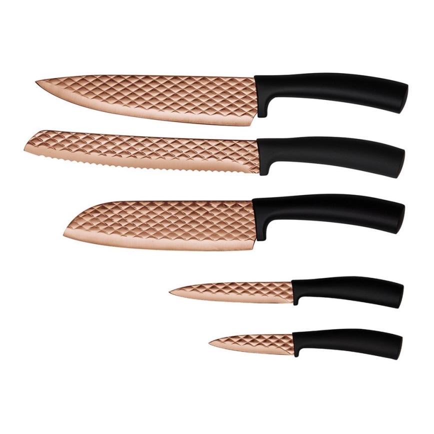 BerlingerHaus - Set di 5 coltelli in acciaio inox nero/rose gold