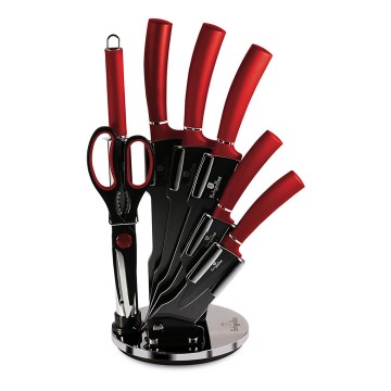 BerlingerHaus - Set di coltelli in acciaio inox su supporto 8 pz rosso