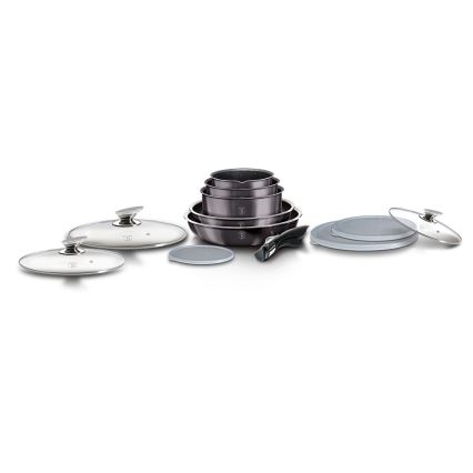BerlingerHaus - Set di pentole con manico removibile 12 pz grigio
