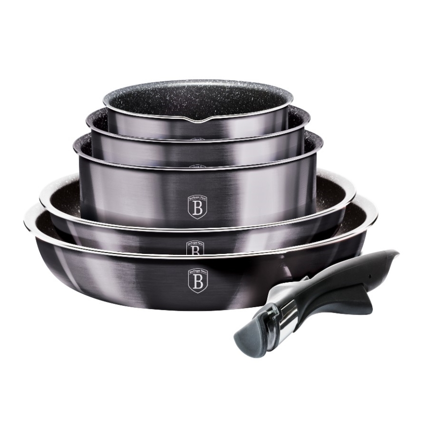 BerlingerHaus - Set di pentole con manico removibile 12 pz grigio