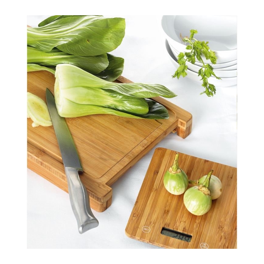 Bilancia da cucina digitale 1xCR2032 + tavola di bambù