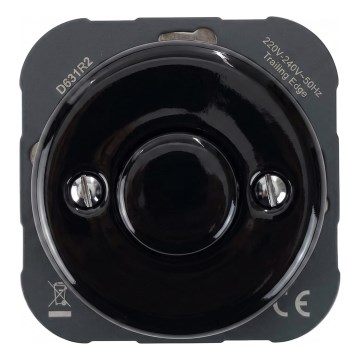 Bohemia-Design - Dimmer retrò in porcellana senza cornice 250V/10A, nero