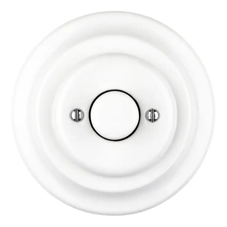 Bohemia-Design - Dimmer rotativo in porcellana dallo stile retrò con cornice 250V/10A bianco