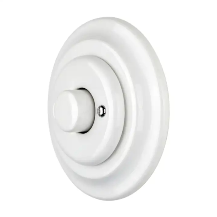 Bohemia-Design - Dimmer rotativo in porcellana dallo stile retrò con cornice 250V/10A bianco