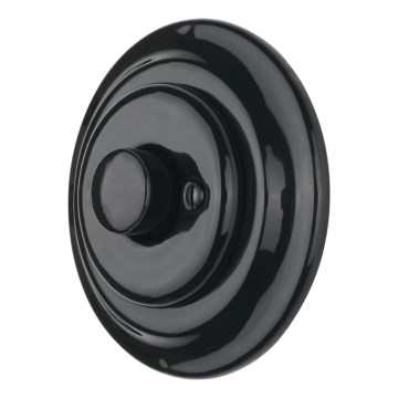Bohemia-Design - Dimmer rotativo in porcellana stile retrò con placca 250V/10A nero