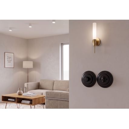 Bohemia-Design - Dimmer rotativo in porcellana stile retrò con placca 250V/10A nero