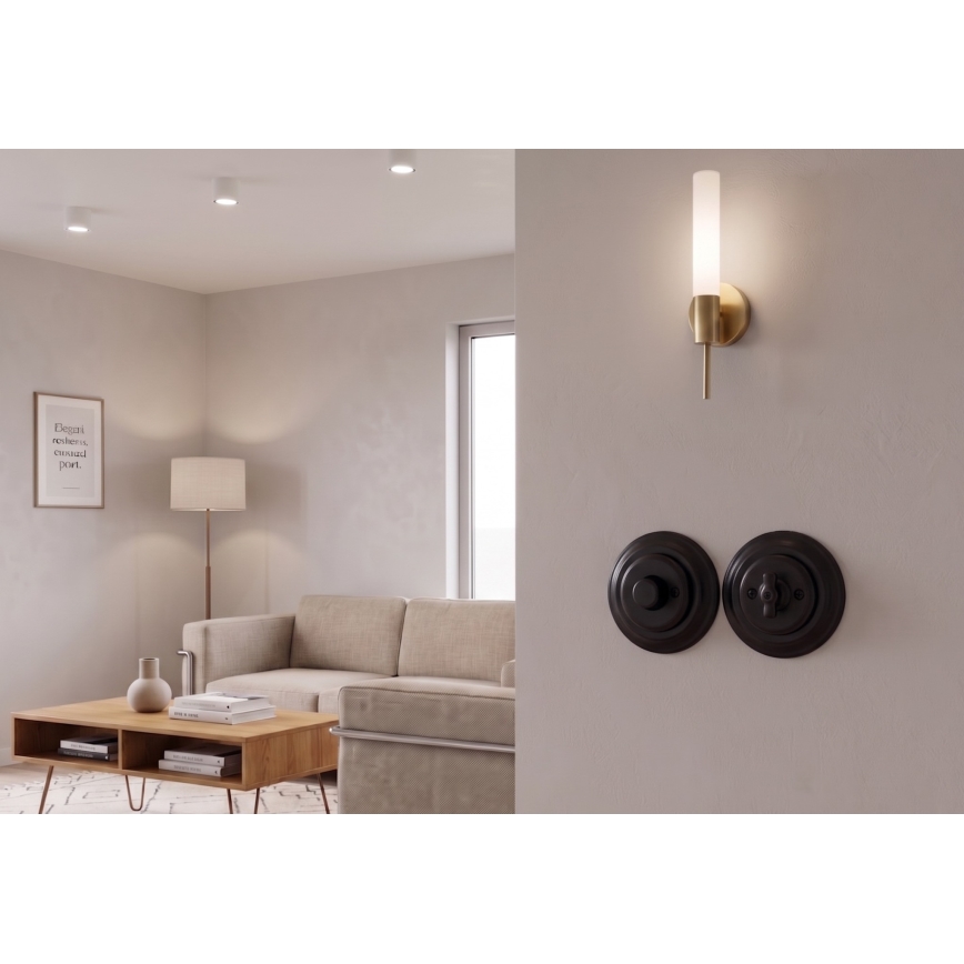 Bohemia-Design - Dimmer rotativo in porcellana stile retrò con placca 250V/10A nero