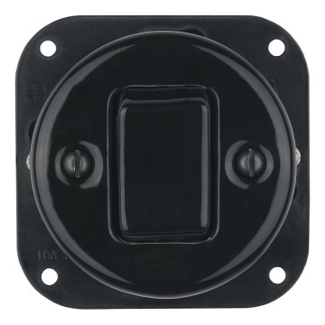 Bohemia-Design - Interruttore a croce in porcellana dallo stile retrò senza cornice n. 7, nero