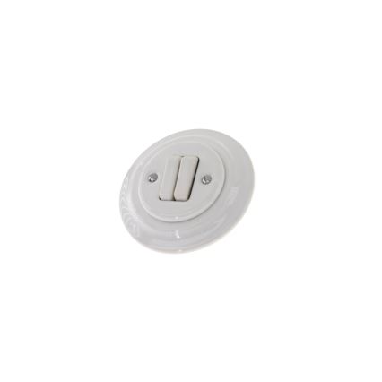 Bohemia-Design - Interruttore doppio in porcellana in stile retrò con cornice n. 5, bianco