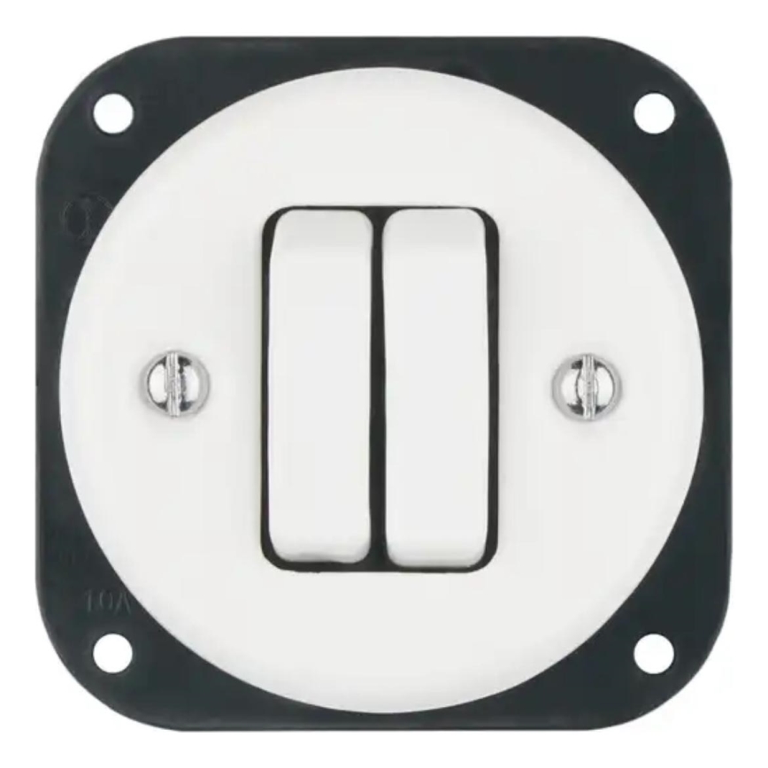 Bohemia-Design - Interruttore doppio in porcellana retrò senza cornice n. 6+6, bianco