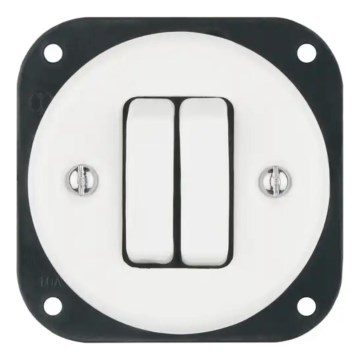 Bohemia-Design - Interruttore doppio in porcellana stile retrò senza cornice n. 6+6 bianco