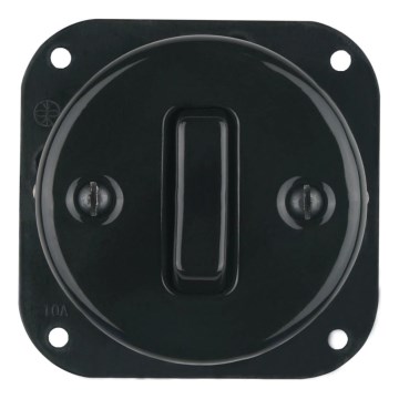 Bohemia-Design - Interruttore doppio in porcellana stile retrò senza cornice n. 6, nero