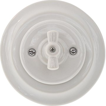 Bohemia-Design - Interruttore rotativo in porcellana, stile retrò, con cornice n. 5, bianco