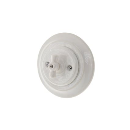 Bohemia-Design - Interruttore rotativo in porcellana, stile retrò, con cornice n. 5, bianco
