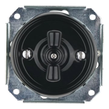 Bohemia-Design - Interruttore rotativo in porcellana stile retrò senza cornice n. 1 nero