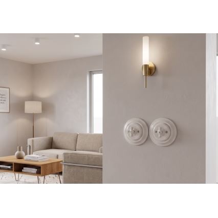 Bohemia-Design - Interruttore rotativo retrò in porcellana con cornice n. 7 bianco