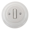 Bohemia-Design - Interruttore singolo retrò in porcellana con cornice n. 1 bianco