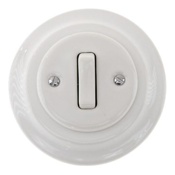Bohemia-Design - Interruttore singolo retrò in porcellana con cornice n. 1 bianco