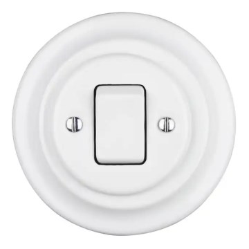 Bohemia-Design - Interruttore singolo retrò in porcellana con placca n. 7, bianco