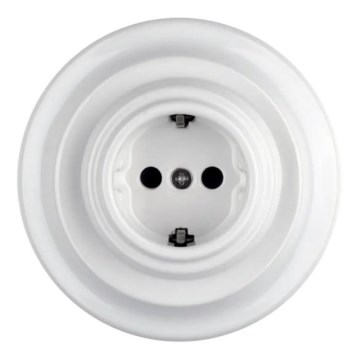 Bohemia-Design - Presa da parete in porcellana in stile retrò con placca SCHUKO 250V/16A, bianca