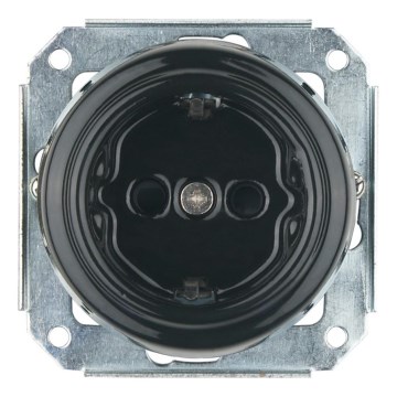 Bohemia-Design - Presa da parete in porcellana stile retrò senza cornice SCHUKO 250V/16A nera