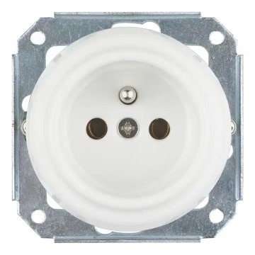 Bohemia-Design - Presa elettrica domestica in porcellana stile retrò senza cornice 250V/16A bianca