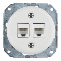 Bohemia-Design - Presa Ethernet in porcellana stile retrò senza cornice 2 porte CAT5e bianca