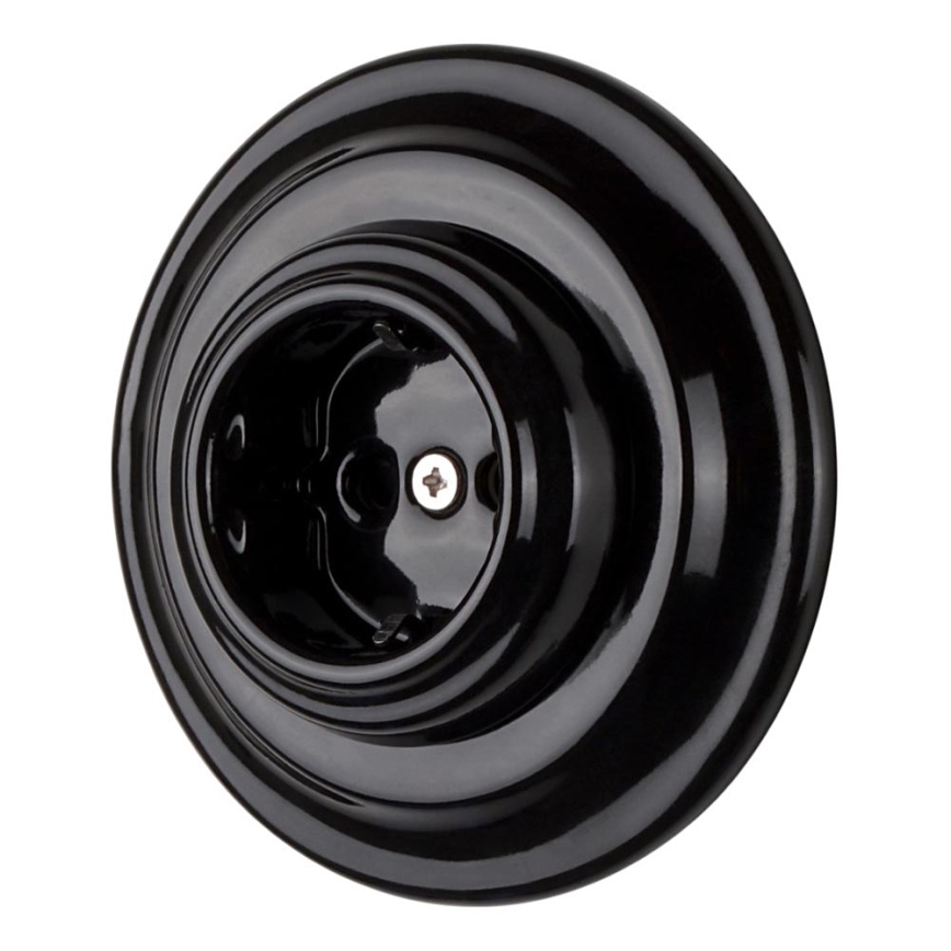 Bohemia-Design - Presa murale in porcellana in stile retrò con cornice SCHUKO 250V/16A nera