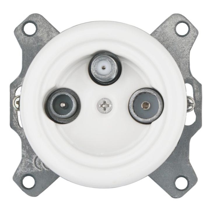 Bohemia-Design - Presa TV/SAT in porcellana in stile retrò, senza cornice, bianca