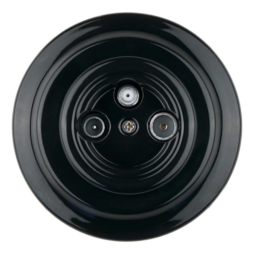 Bohemia-Design - Presa TV/SAT-W in porcellana stile retrò con cornice, nera