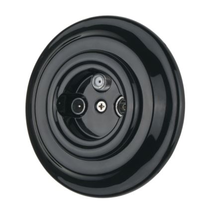 Bohemia-Design - Presa TV/SAT-W in porcellana stile retrò con cornice, nera