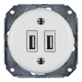Bohemia-Design - Presa USB in porcellana stile retrò senza cornice, 2x USB-A, bianca
