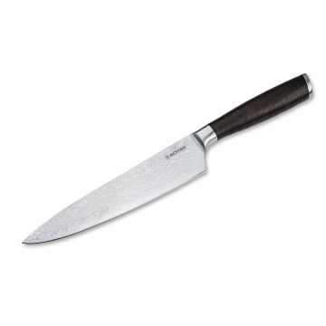 Böker - Coltello da chef in acciaio damascato DAMAST 19,8 cm, manico in quercia