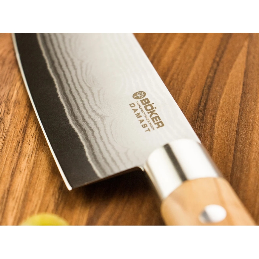 Böker - Coltello da cucina in damasco DAMAST OLIVE 21,2 cm legno d'olivo