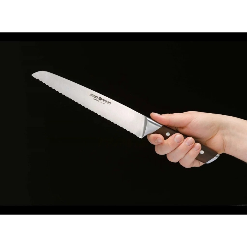 Böker - Coltello da pane FORGE WOOD 22 cm, manico in acero