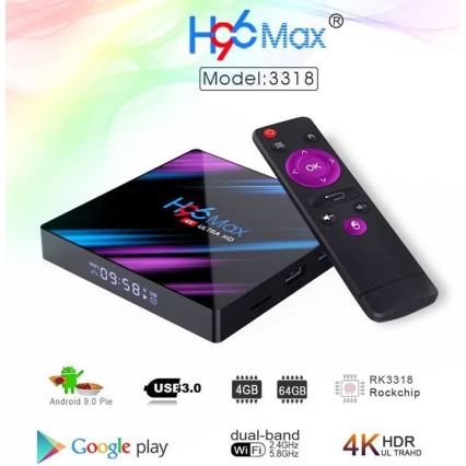 Box TV Android SMART 4GB RAM 4K Wi-Fi + telecomando