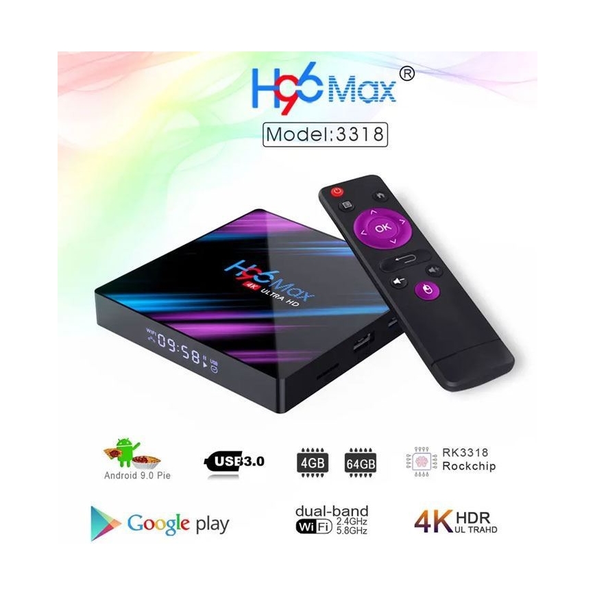 Box TV Android SMART 4GB RAM 4K Wi-Fi + telecomando