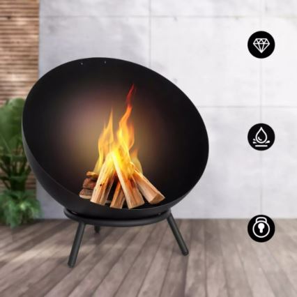 Braciere portatile per legna 57x30 cm nero