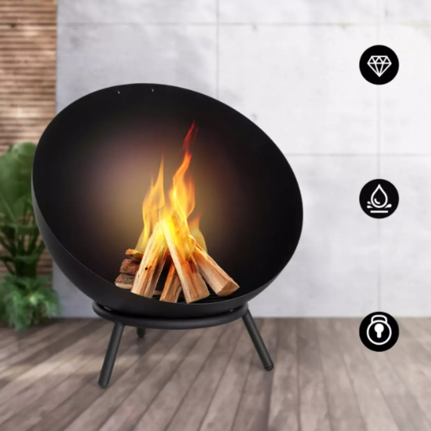 Braciere portatile per legna 57x30 cm nero