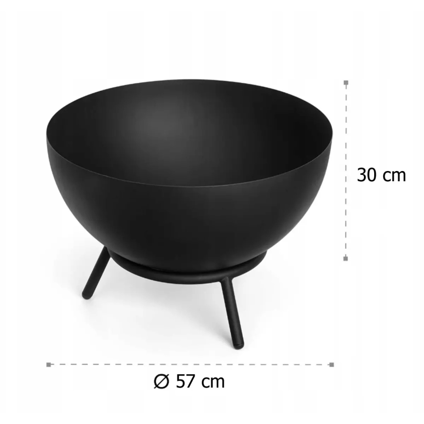 Braciere portatile per legna 57x30 cm nero
