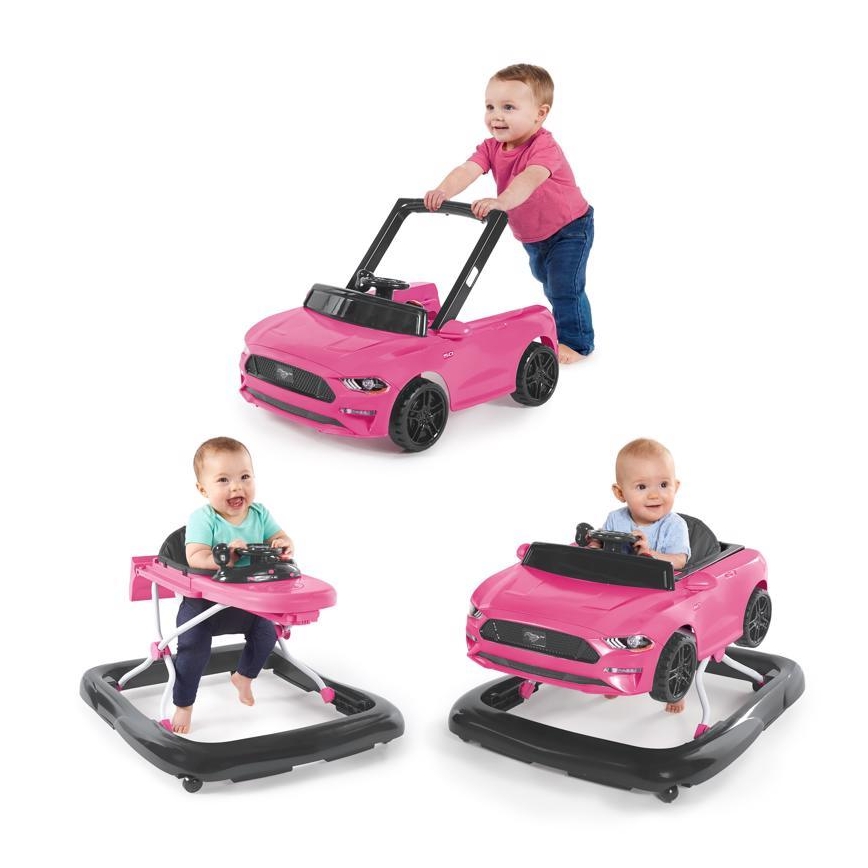 Bright Starts - Girello 3 in 1 per bambini FORD MUSTANG rosa