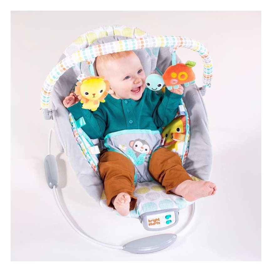 Bright Starts - Lettino vibrante per bambini con melodia WHIMSICAL WILD 3xLR14
