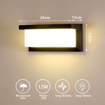 Brilagi - Applique a LED da esterno BRICKY LED/12W/230V nero IP54