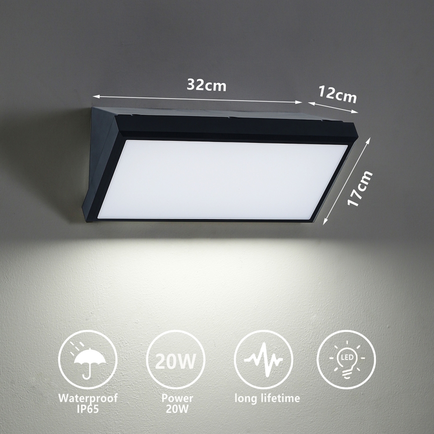 Brilagi - Applique a LED da esterno TRIANGLE LED/20W/230V 3000/4000/6500K nero IP65