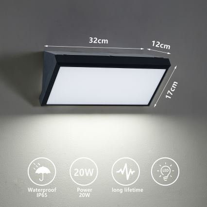 Brilagi - Applique a LED da esterno TRIANGLE LED/20W/230V nero IP65